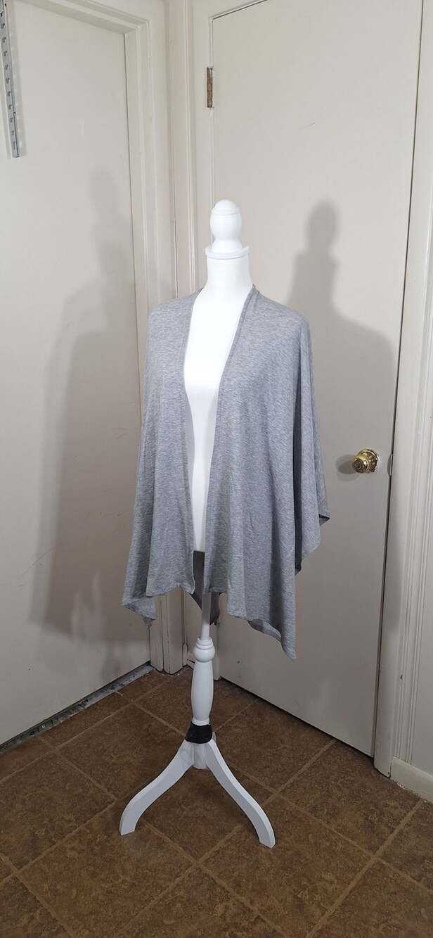 Eileen Fisher Gray Shawl Collar Open Poncho Cape